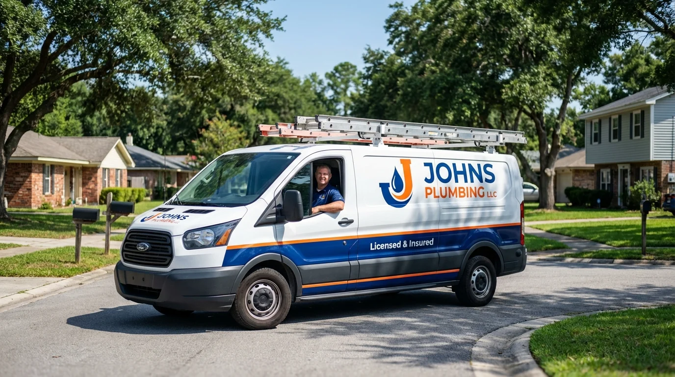 Johns Plumbing LLC service van in Elizabeth City, NC