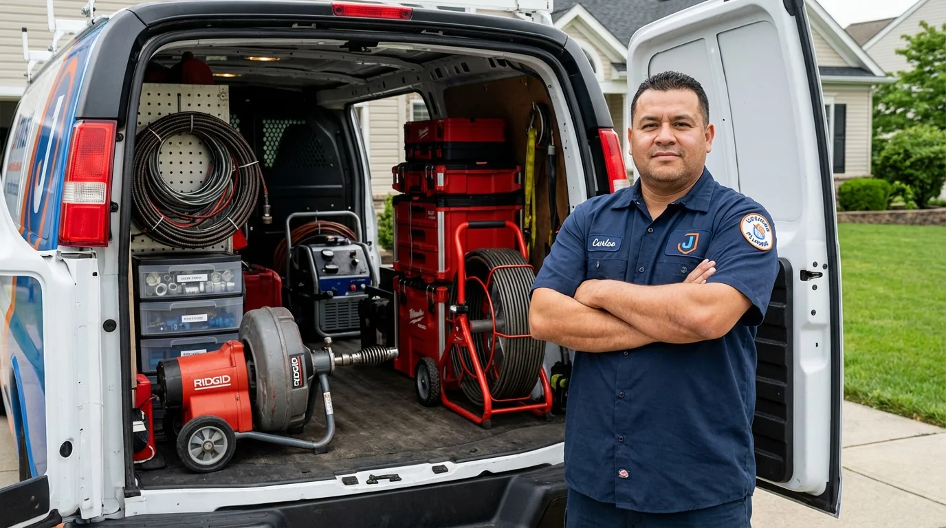Professional drain cleaning equipment and Johns Plumbing LLC plumber in Elizabeth City