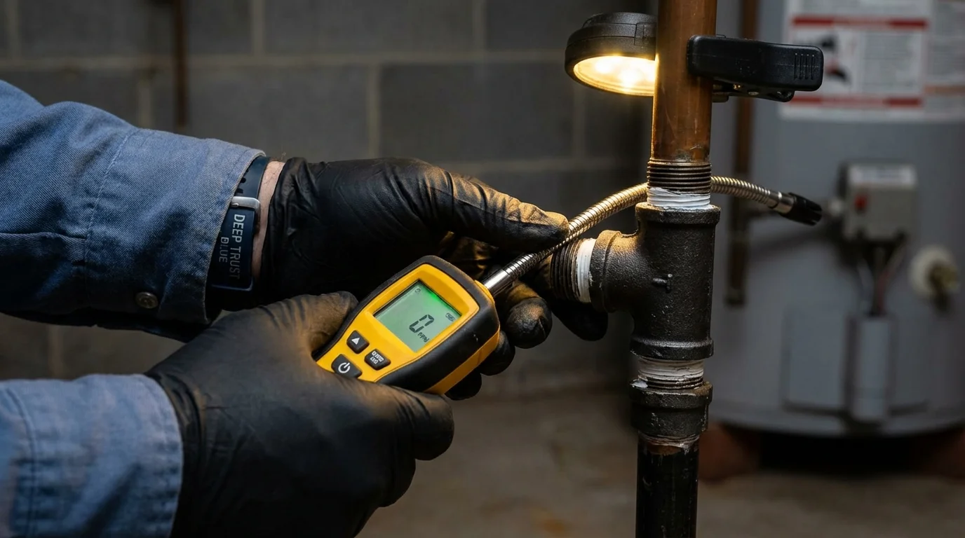 Gas leak detection with electronic sniffer by Johns Plumbing LLC in Elizabeth City