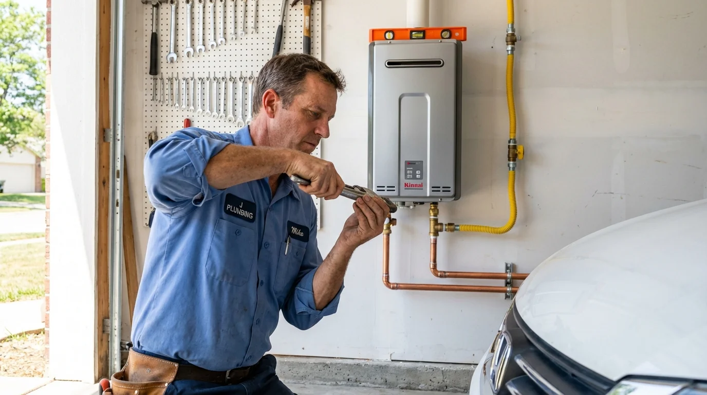 Tankless water heater installation by a Johns Plumbing LLC plumber in Elizabeth City