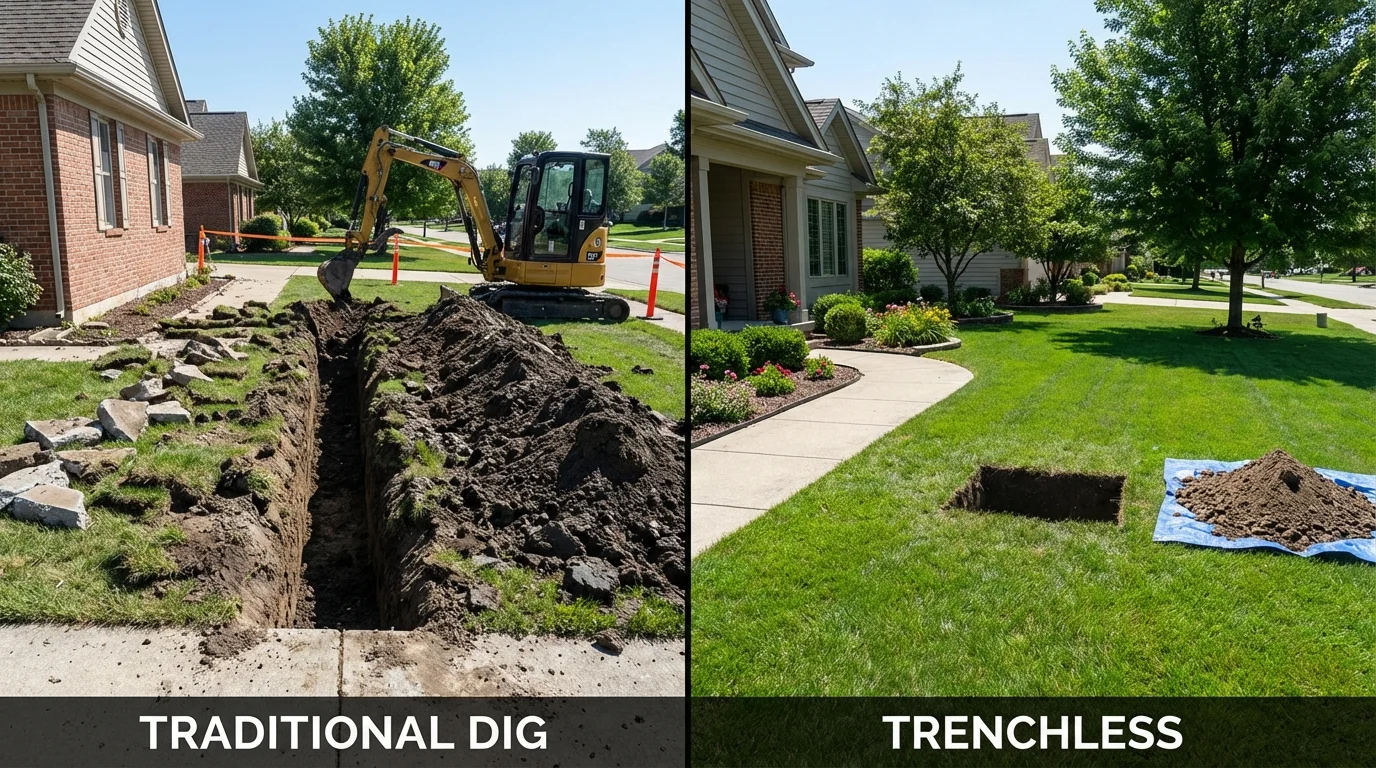 Trenchless sewer repair with minimal yard damage versus traditional excavation in Elizabeth City, NC